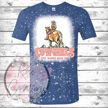 Load image into Gallery viewer, Cowgirls Bleached Tshirt - RoseCreationsLLC