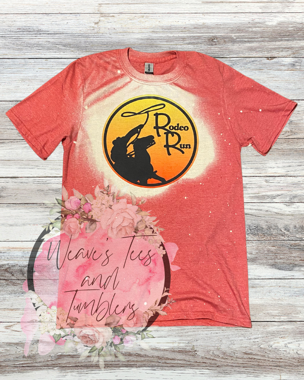 Rodeo Run Bleached Color Logo Tshirt