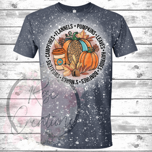 Fall Bleached Tshirt - RoseCreationsLLC