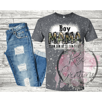 Boy Mama Bleached Tshirt - RoseCreationsLLC