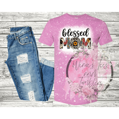 Blessed Mom Bleached Tshirt - RoseCreationsLLC