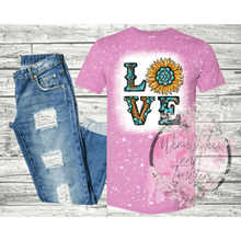 Load image into Gallery viewer, Love Sunflower Bleached Tshirt - RoseCreationsLLC
