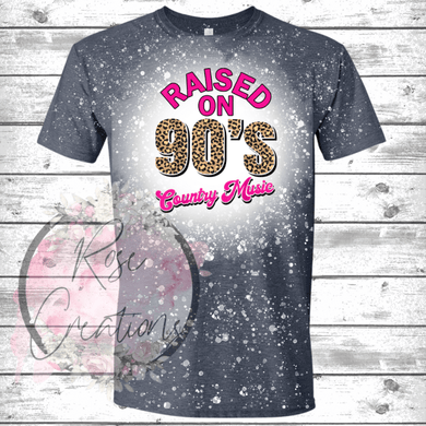 Raised on 90's Country Bleached Tshirt - RoseCreationsLLC