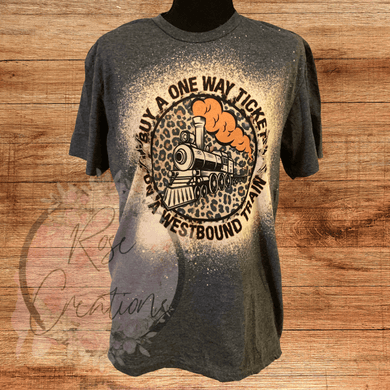 Westbound Train Bleached Tshirt - RoseCreationsLLC