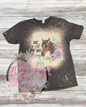 Load image into Gallery viewer, BC Youth Unisex Jersey Loves Horses Bleached T-Shirt
