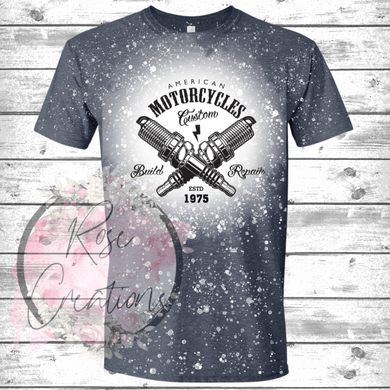 Motorcycles Bleached Tshirt - RoseCreationsLLC