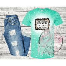 Load image into Gallery viewer, A little country a little rock n roll Bleached Tshirt - RoseCreationsLLC
