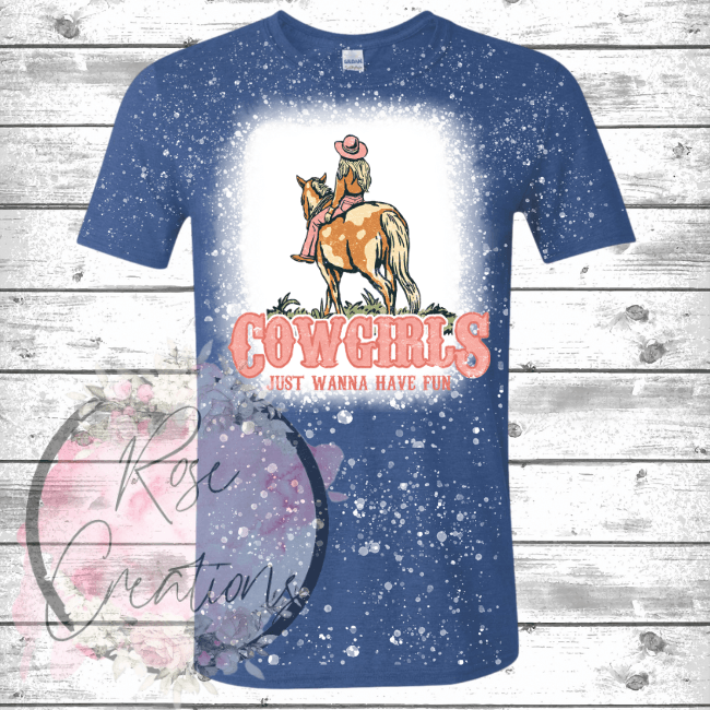 Cowgirls Bleached Tshirt - RoseCreationsLLC