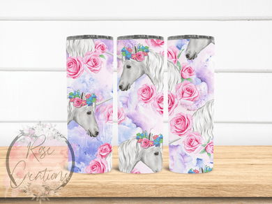 Flower Unicorn Tumbler - RoseCreationsLLC