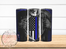 Load image into Gallery viewer, Blue Line Tumbler - RoseCreationsLLC
