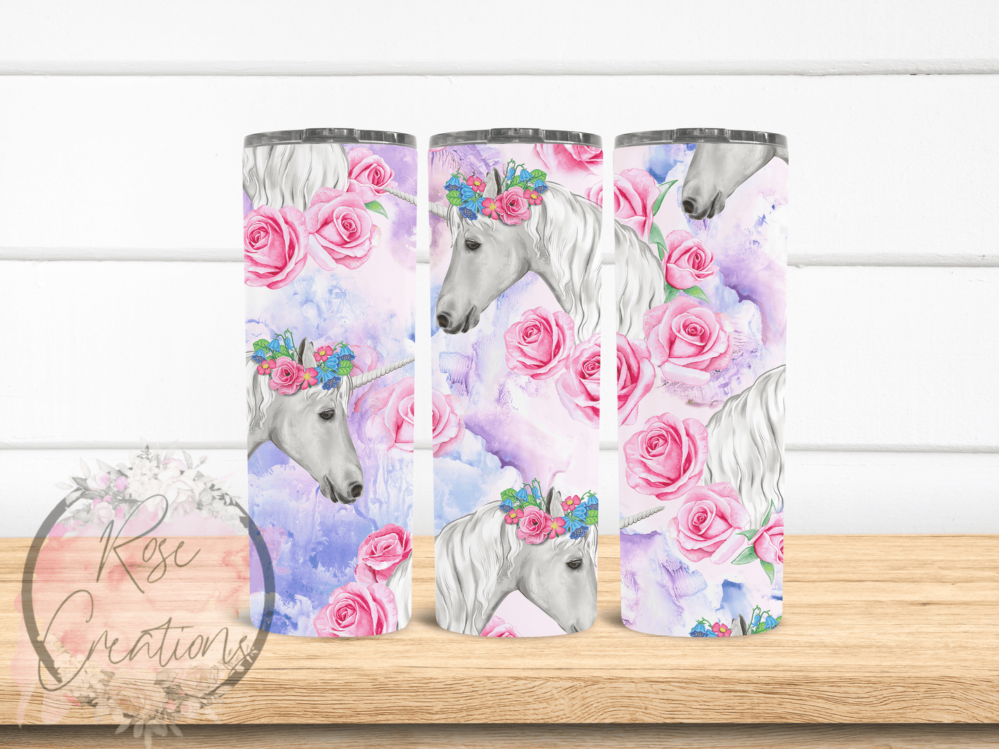 Flower Unicorn Tumbler - RoseCreationsLLC